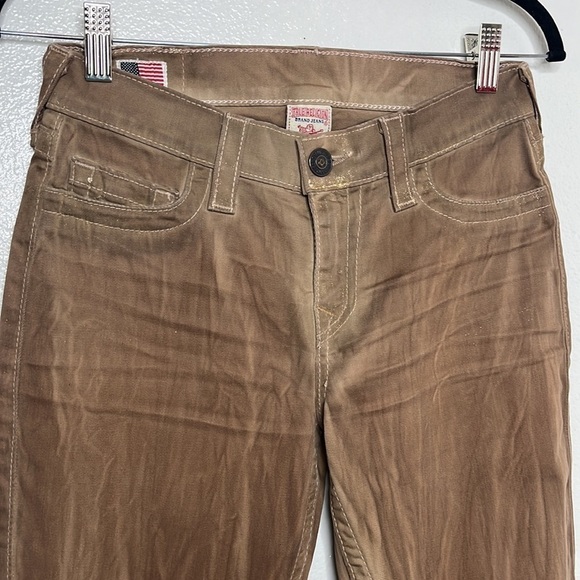 True Religion Halle Super Skinny Tan Gold Wash Jeans Sz 27 - Picture 2 of 5